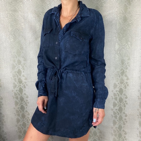 Bella Dahl blue long sleeve tye dye dress 4 for 100 - Picture 2 of 5